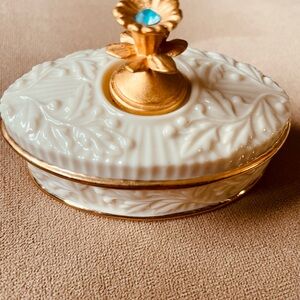 Elegant LENOX  and Gold March Birthstone trinket Box